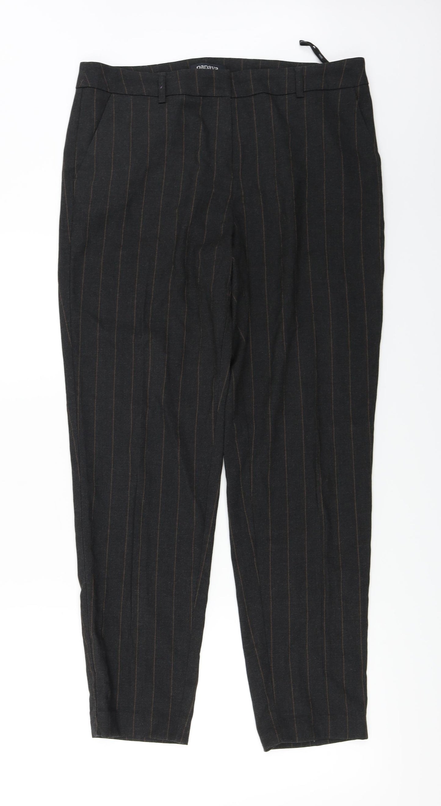 Papaya  Womens Brown Striped  Trousers  Size 14 L27 in