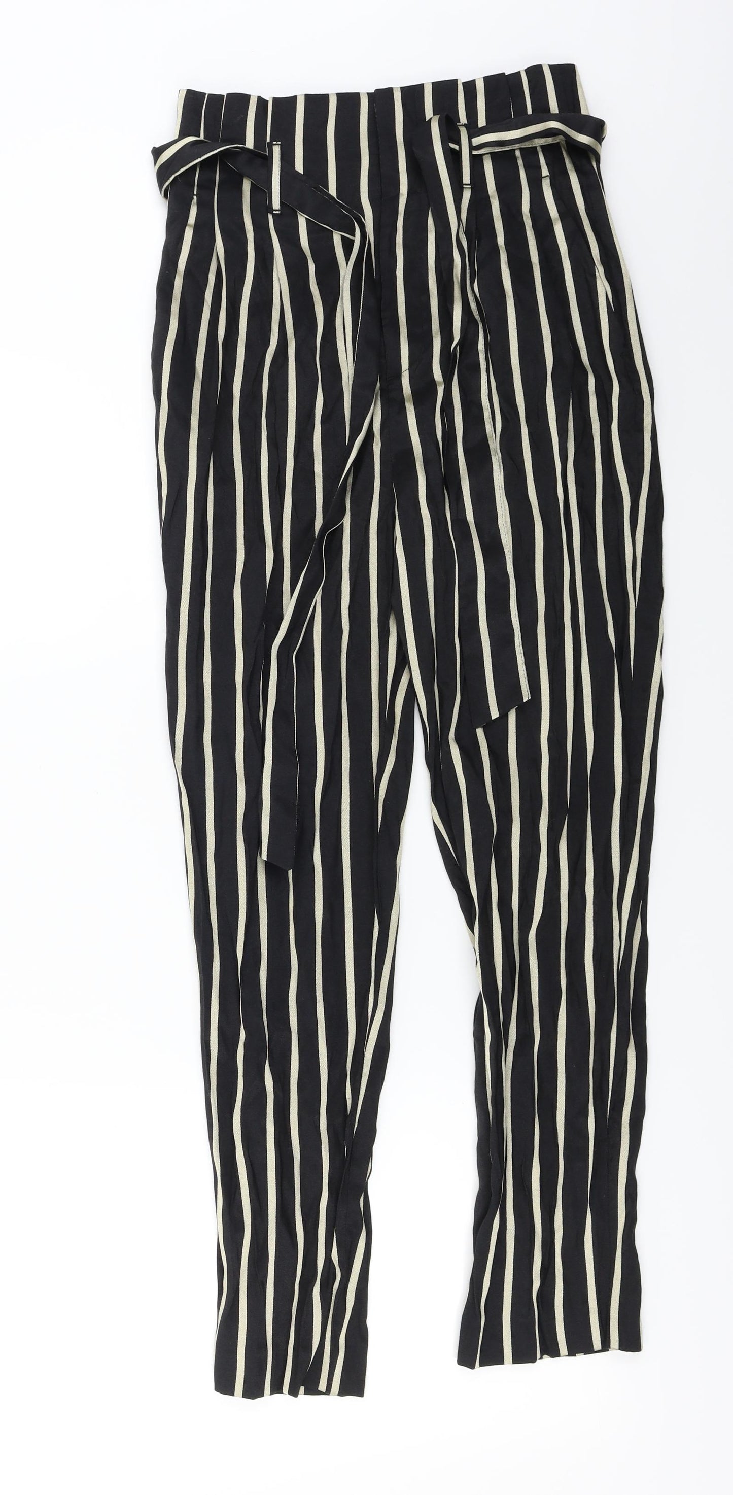 H&M  Womens Black Striped  Trousers  Size 24 in L24 in