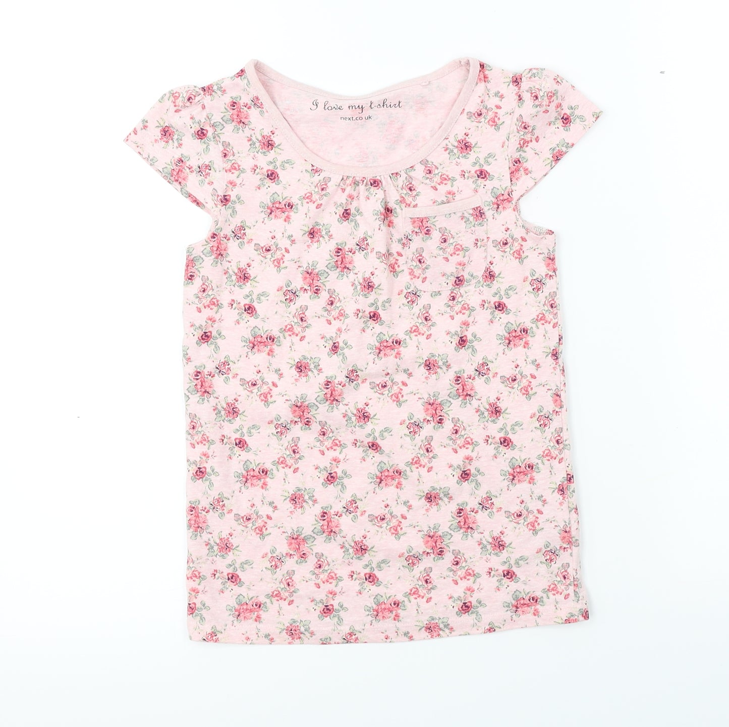 Nutmeg  Girls Pink Floral  Basic T-Shirt Size 7 Years