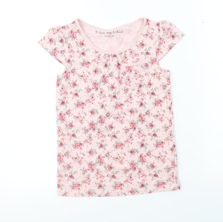 Nutmeg Girls Pink Floral Basic T-Shirt Size 7 Years