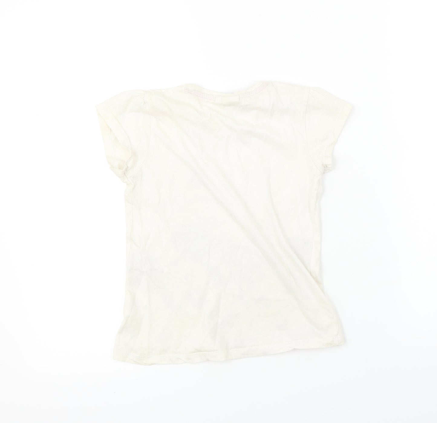 Disney  Girls White   Basic T-Shirt Size 8 Years