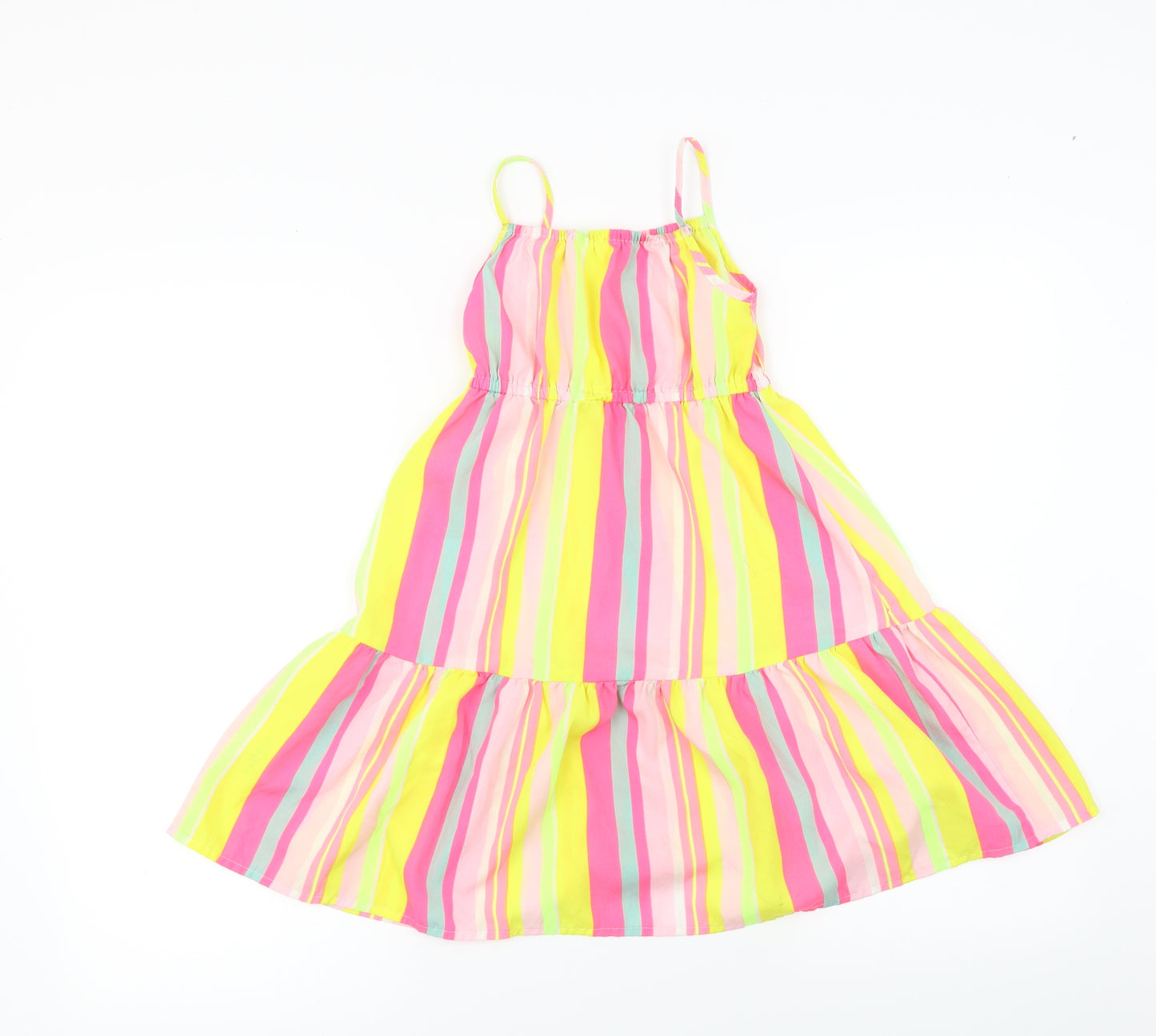 Matalan  Girls Yellow Striped  A-Line  Size 5-6 Years