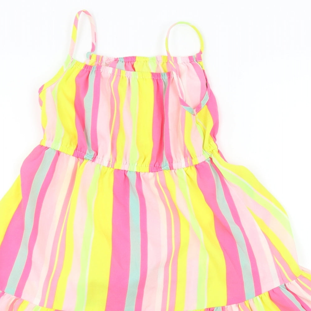 Matalan  Girls Yellow Striped  A-Line  Size 5-6 Years