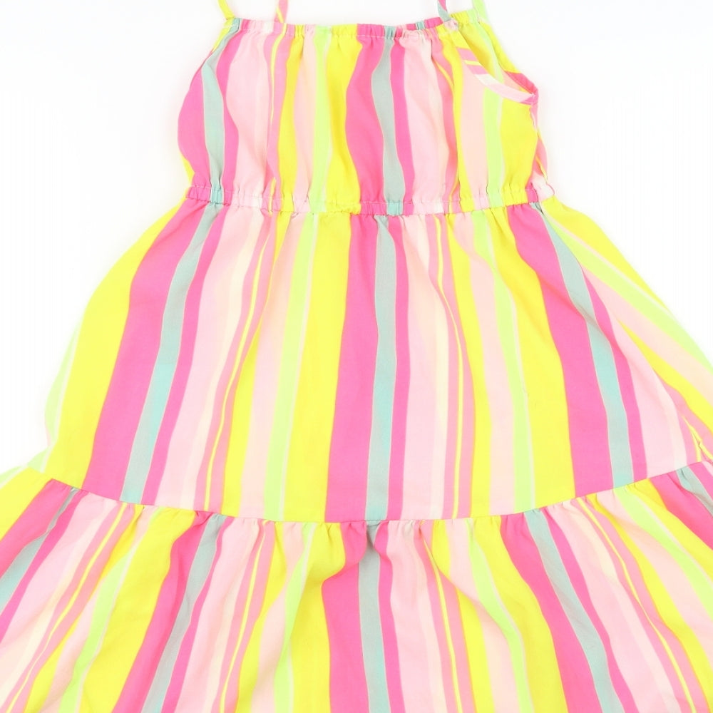 Matalan  Girls Yellow Striped  A-Line  Size 5-6 Years