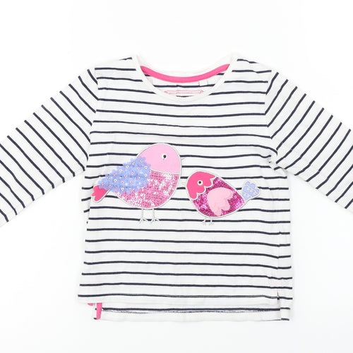 Blue Zoo Girls White Striped  Basic T-Shirt Size 2-3 Years