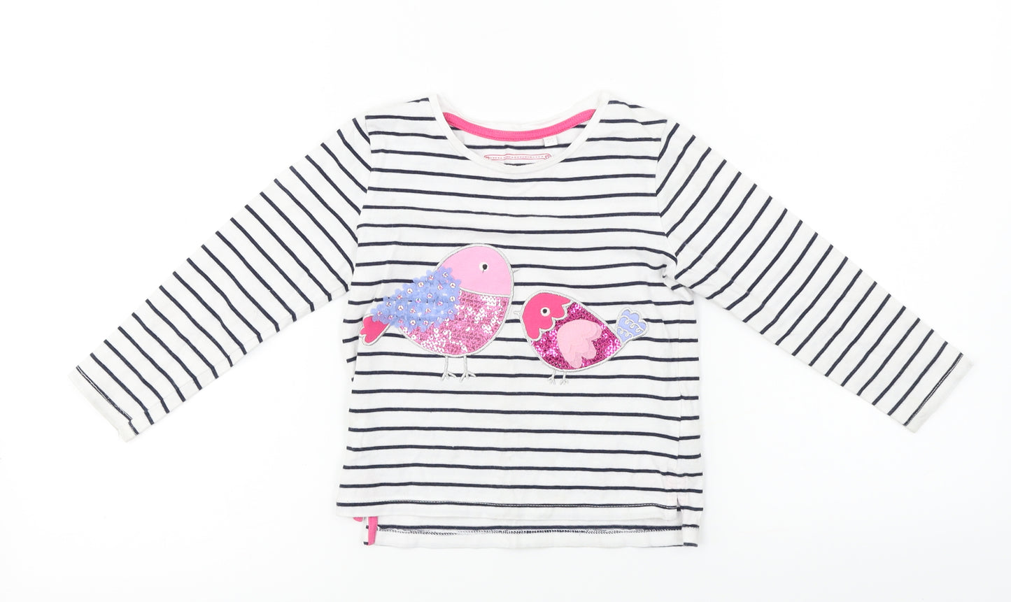 Blue Zoo Girls White Striped  Basic T-Shirt Size 2-3 Years