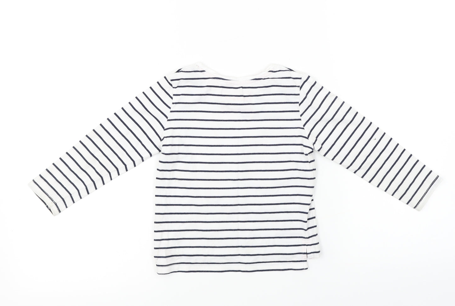Blue Zoo Girls White Striped  Basic T-Shirt Size 2-3 Years