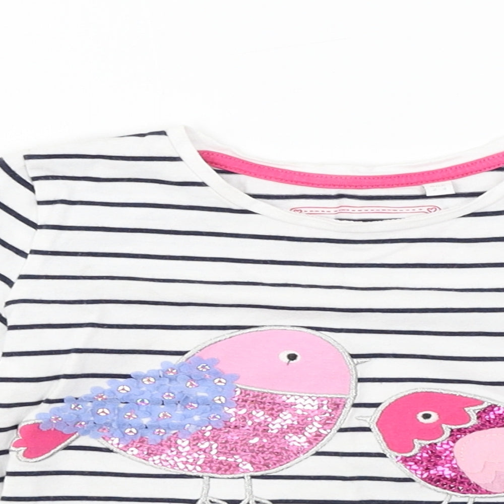 Blue Zoo Girls White Striped  Basic T-Shirt Size 2-3 Years
