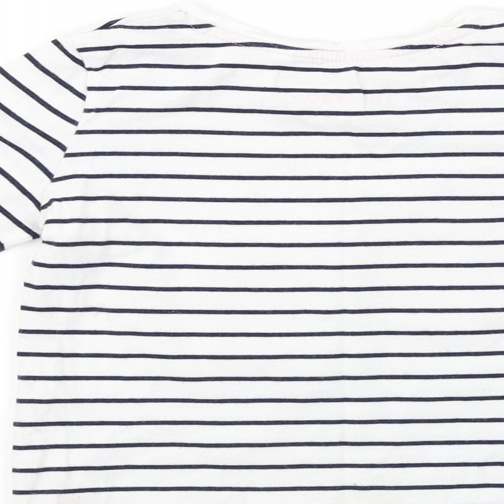 Blue Zoo Girls White Striped  Basic T-Shirt Size 2-3 Years