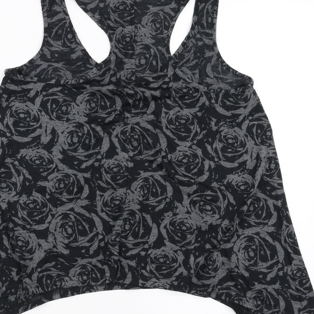 New Look Womens Black Floral  Basic Tank Size 12