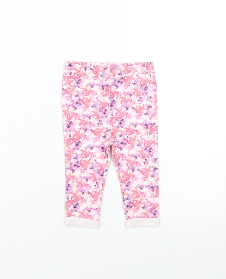 Matalan Girls Pink Floral   Trousers Size 9-12 Months