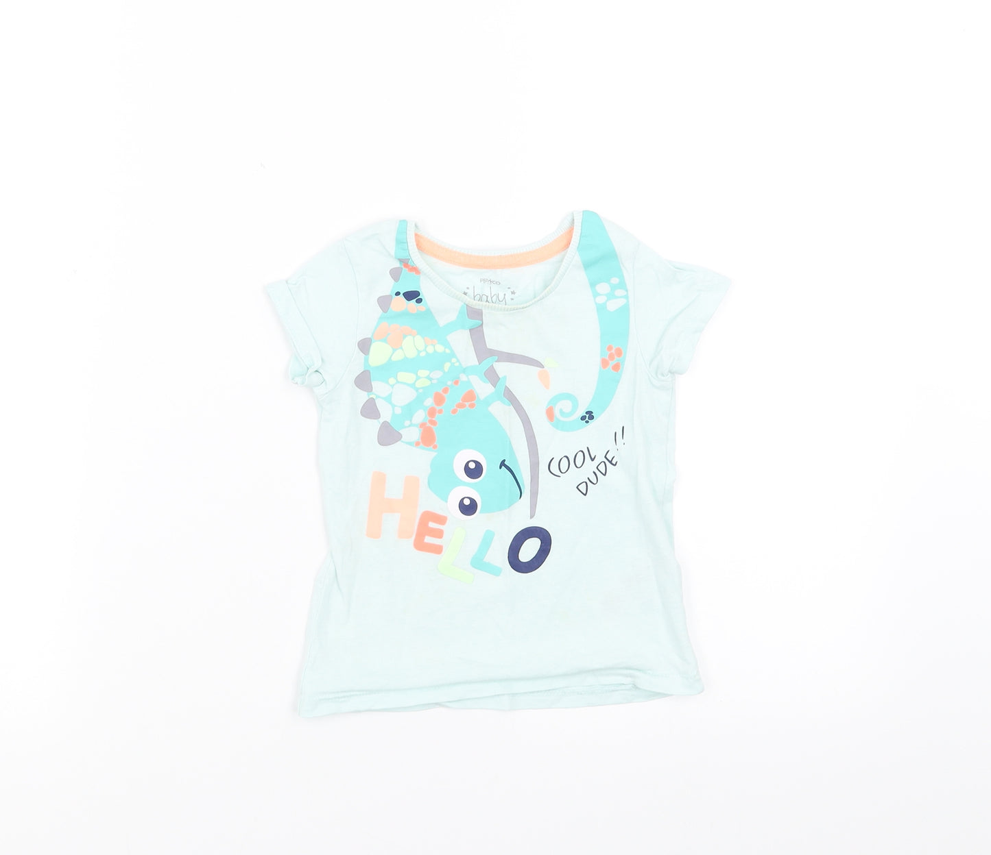 PEP&CO Baby Green   Basic T-Shirt Size 12-18 Months  - HELLO