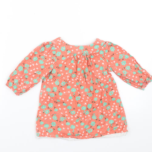 Mothercare Girls Orange Floral  Shift  Size 6-9 Months