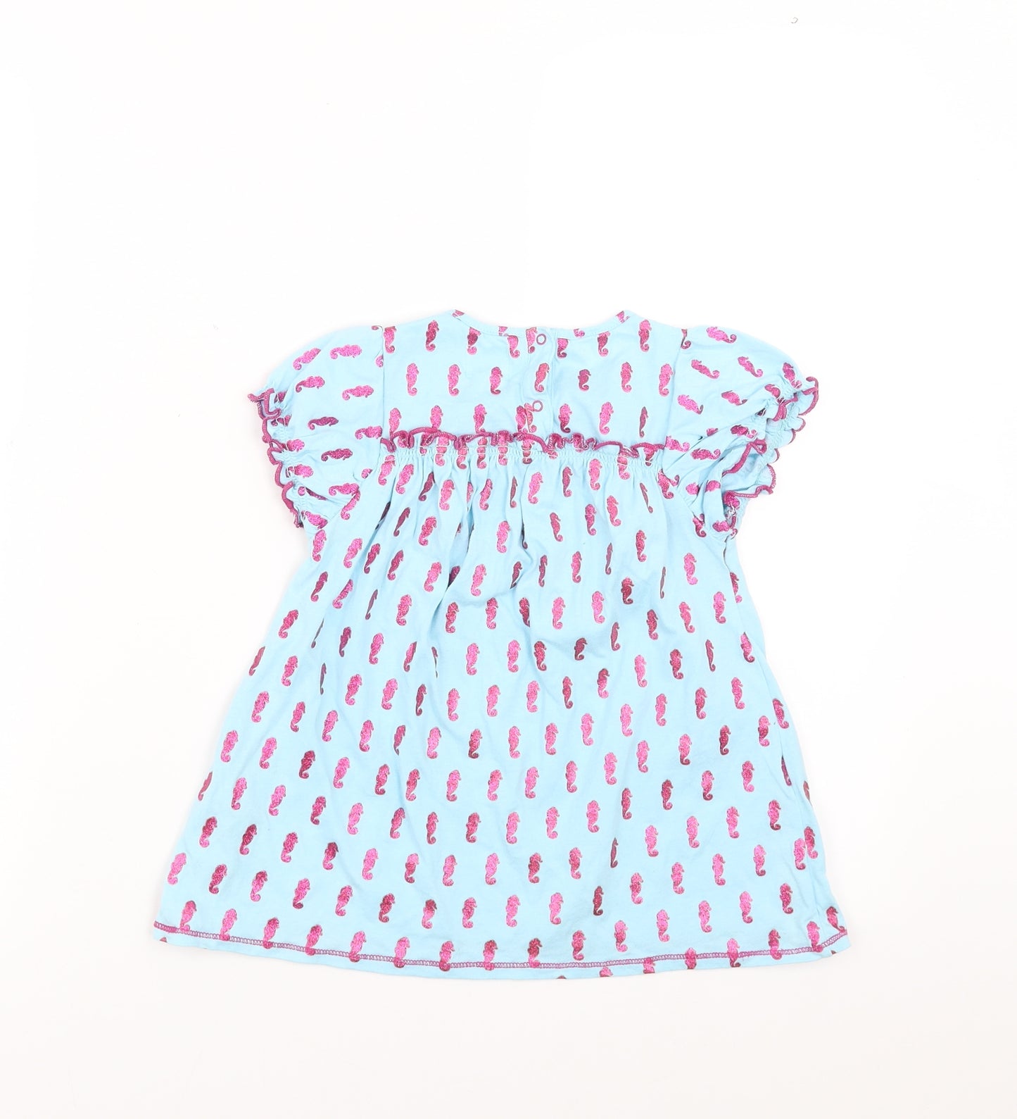 Hatley Girls Blue   T-Shirt Dress  Size 18-24 Months  - Seahorse Print