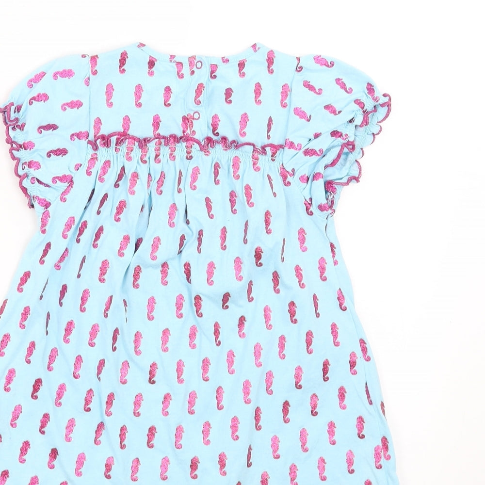 Hatley Girls Blue   T-Shirt Dress  Size 18-24 Months  - Seahorse Print