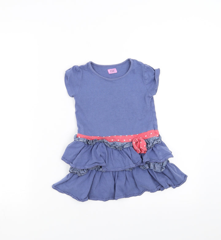 F&F Girls Blue T-Shirt Dress Size 2-3 Years