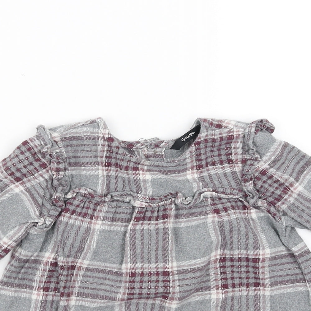 George Girls Grey Check  Shift  Size 18-24 Months