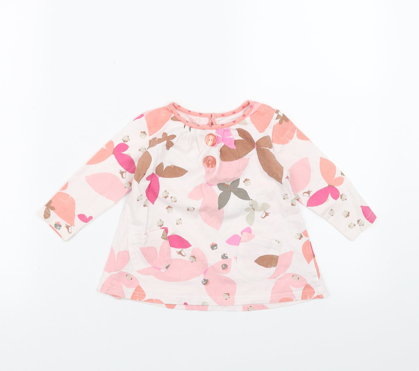 NEXT Girls Pink Floral  Basic T-Shirt Size 9-12 Months