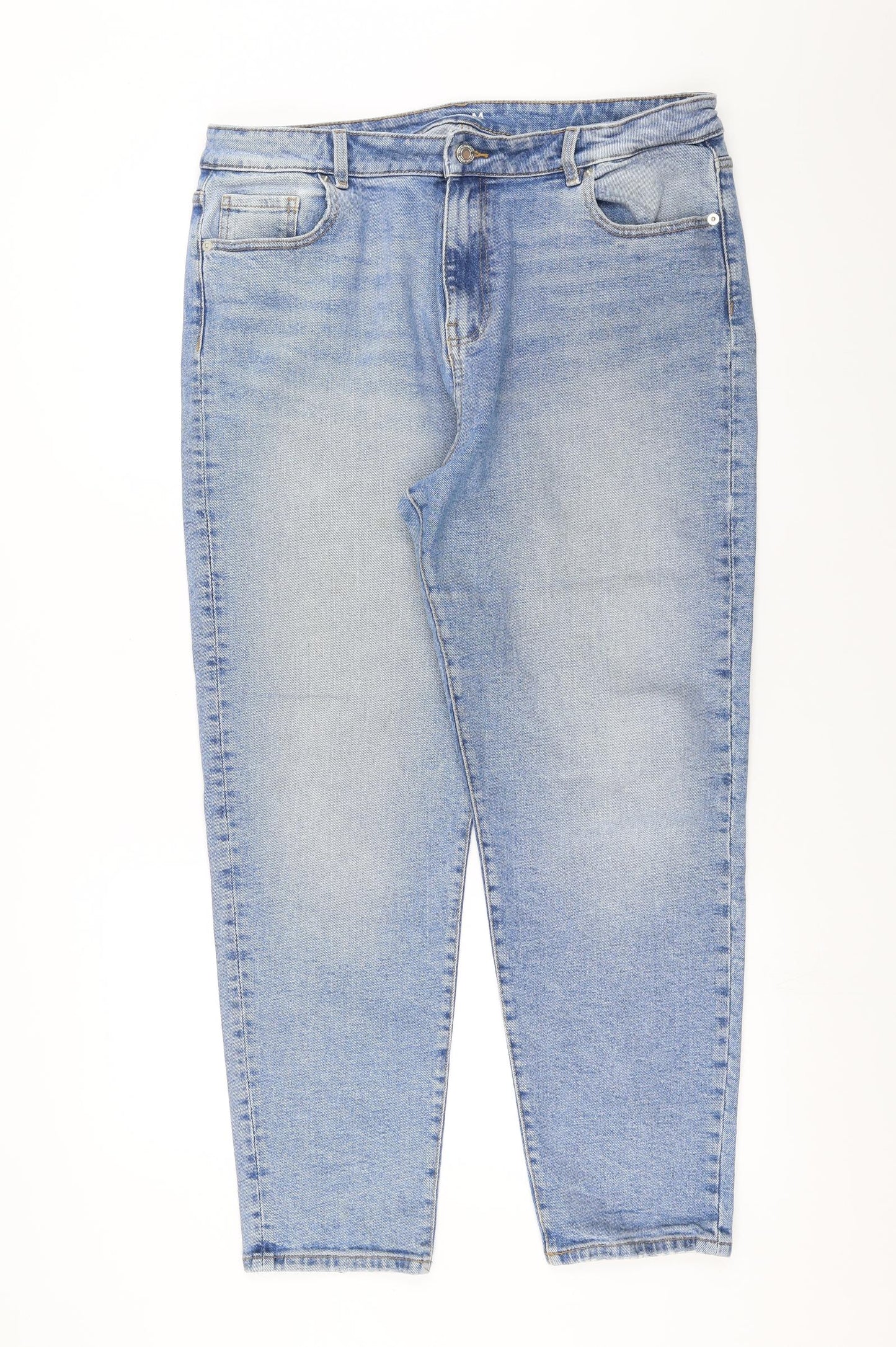 Marks and Spencer Womens Blue  Denim Mom Jeans Size 16 L27 in