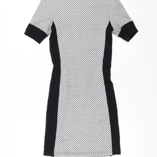 Topshop Womens Grey Geometric  Bodycon  Size 8