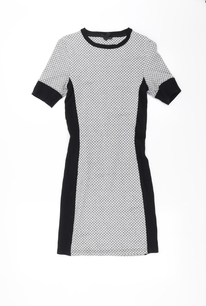 Topshop Womens Grey Geometric Bodycon Size 8