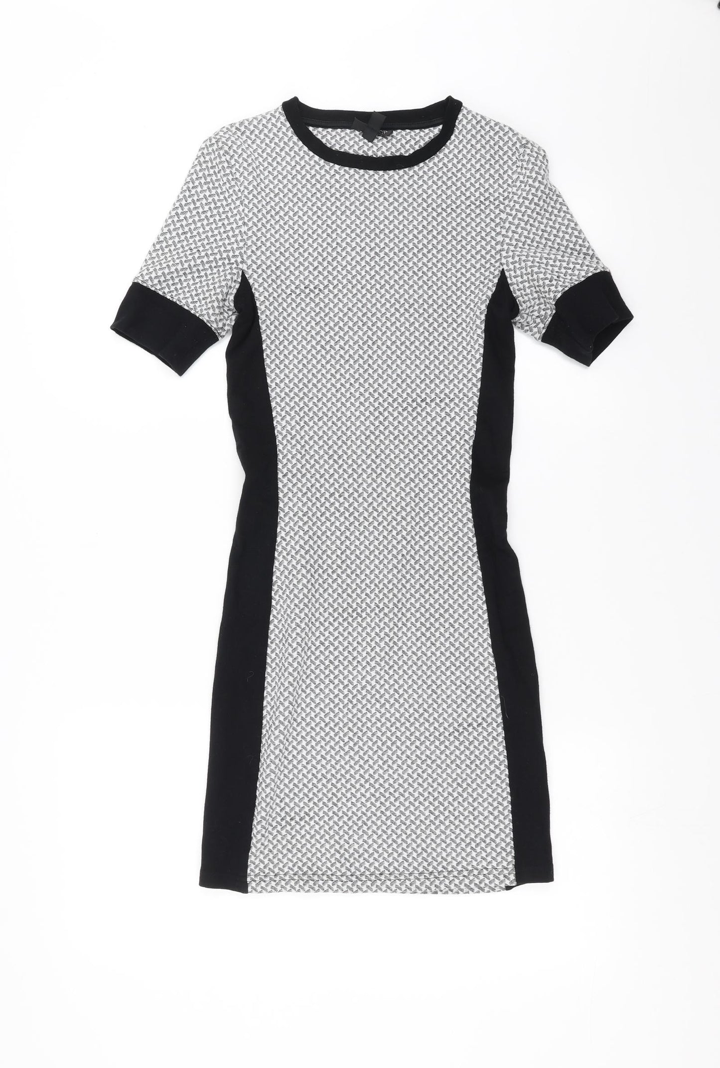 Topshop Womens Grey Geometric  Bodycon  Size 8