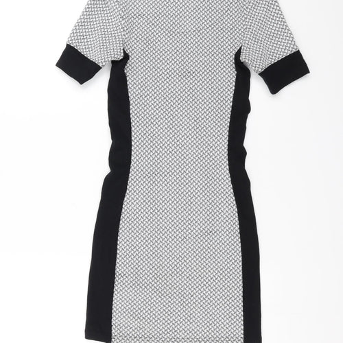 Topshop Womens Grey Geometric  Bodycon  Size 8