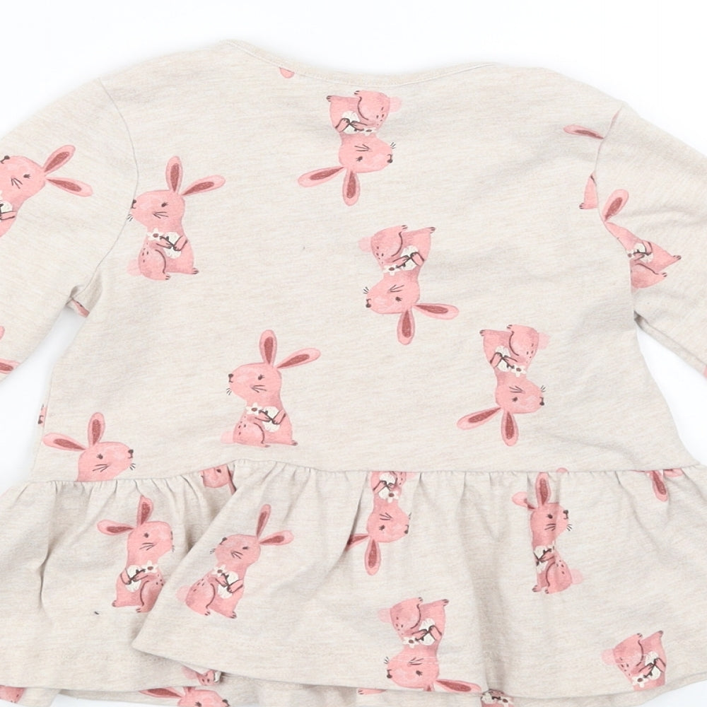 George Girls Beige   Basic T-Shirt Size 18-24 Months  - rabbit