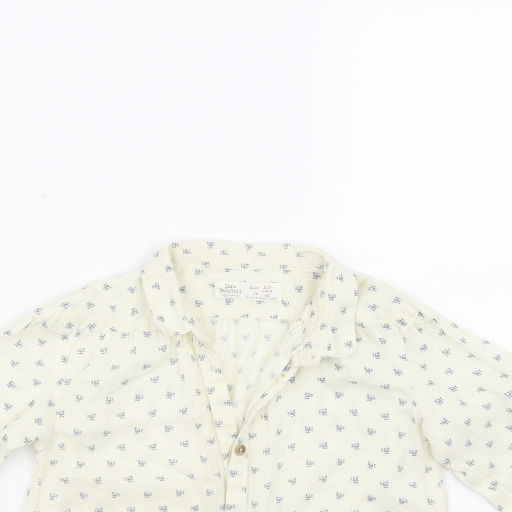 Zara Girls Yellow Floral  Basic Button-Up Size 2-3 Years