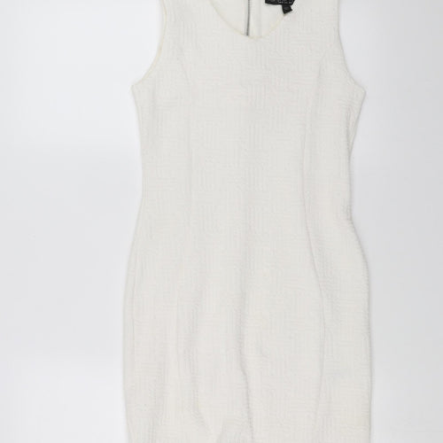 Topshop Womens White Geometric  Bodycon  Size 10