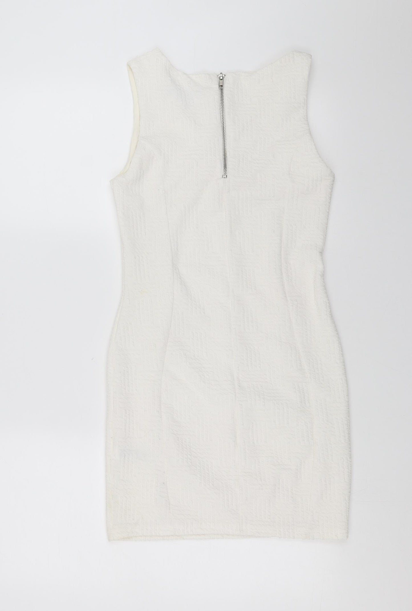 Topshop Womens White Geometric  Bodycon  Size 10