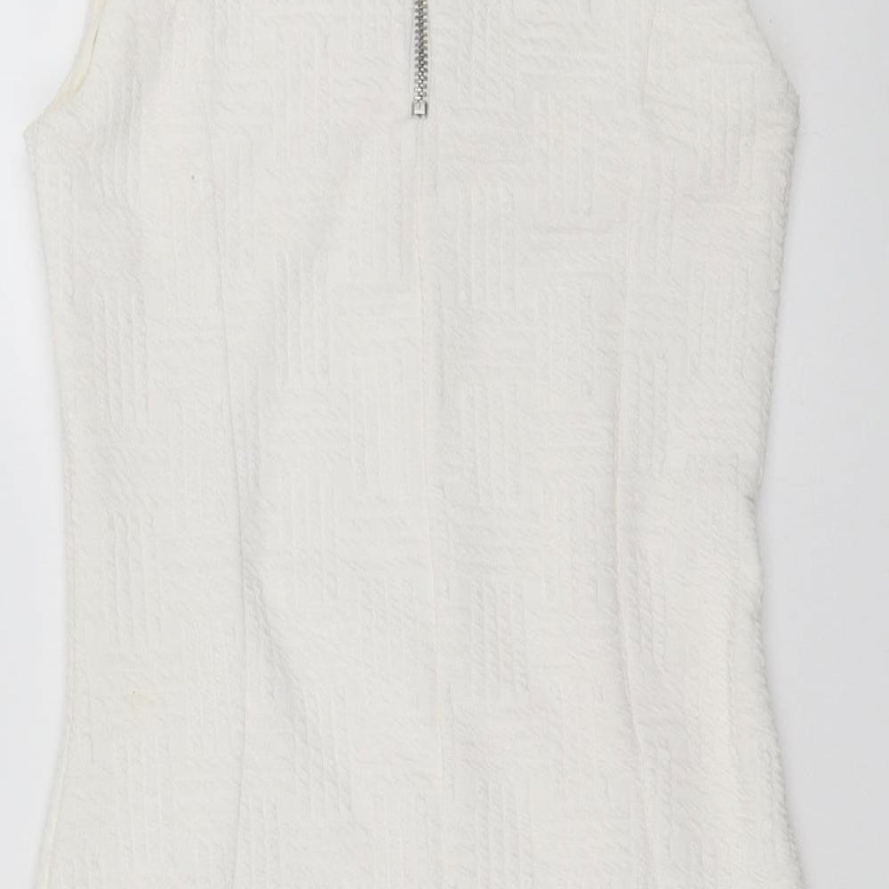 Topshop Womens White Geometric  Bodycon  Size 10