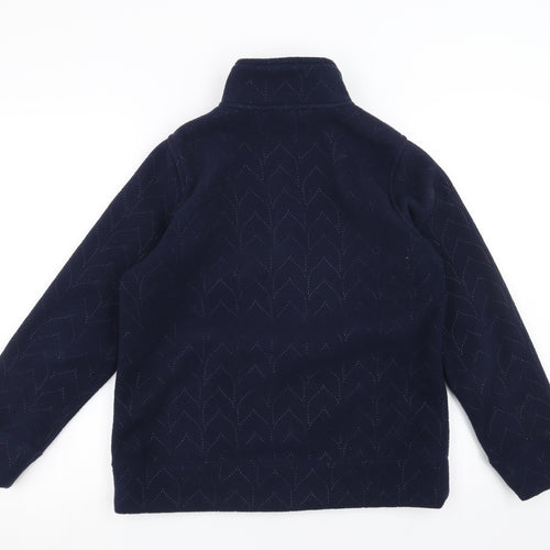 BM casual Womens Blue Geometric Fleece Full Zip Jumper Size XS