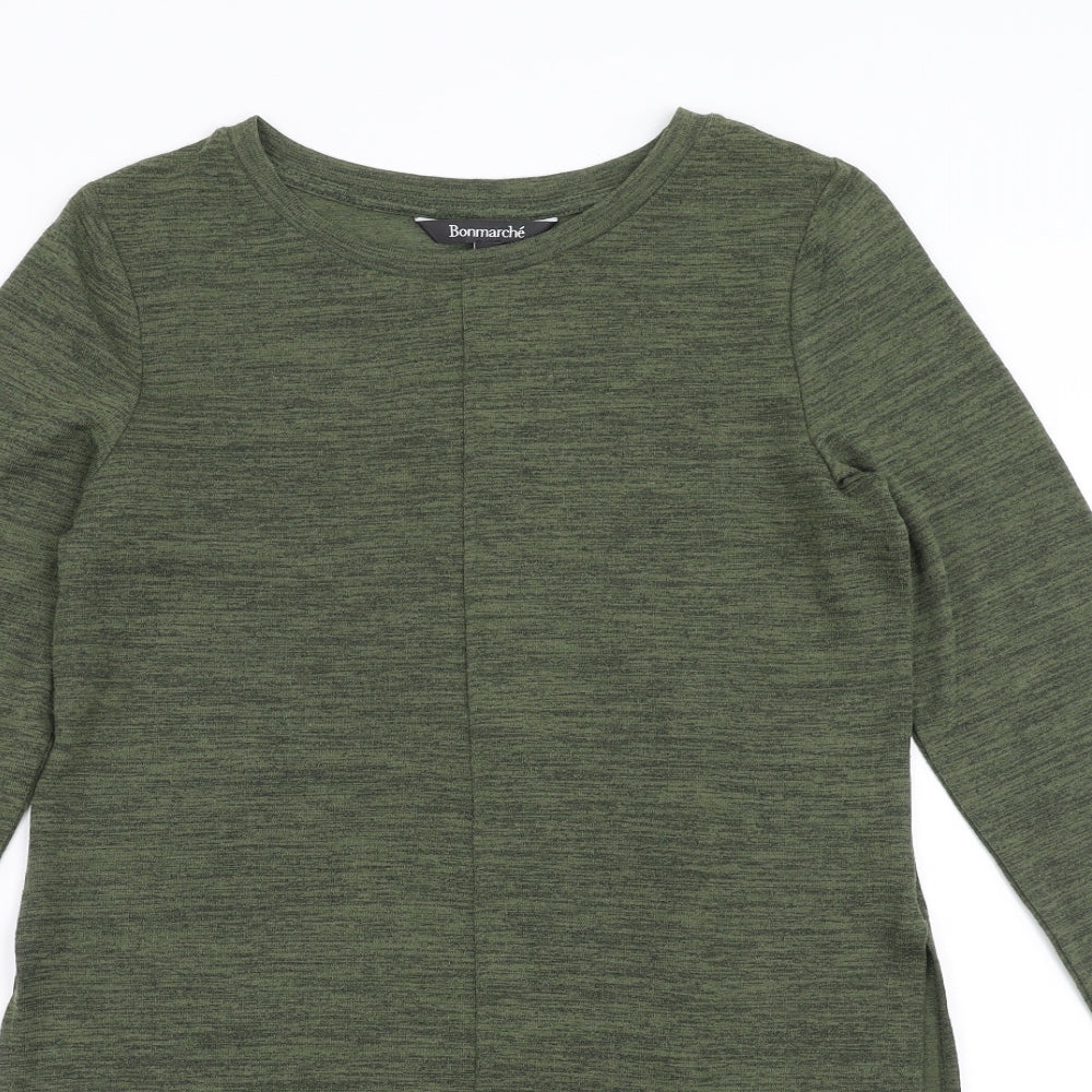 Bonmarché Womens Green   Jumper Dress  Size 10  - side slits