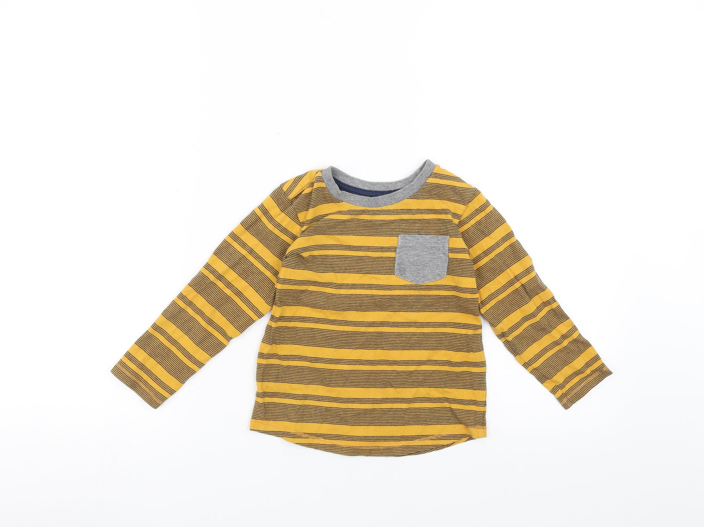 Matalan Boys Yellow Striped  Basic T-Shirt Size 2-3 Years