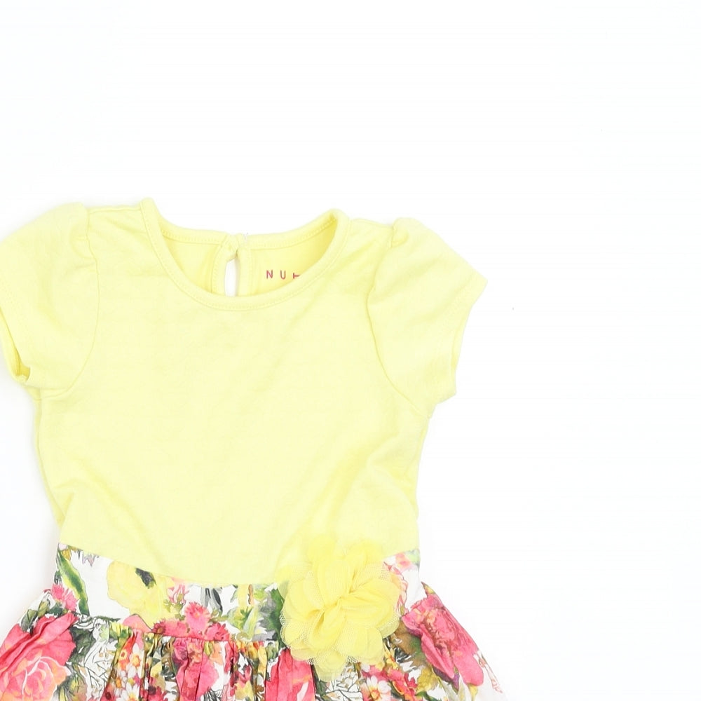 Nutmeg Girls Yellow Floral  Fit & Flare  Size 12-18 Months