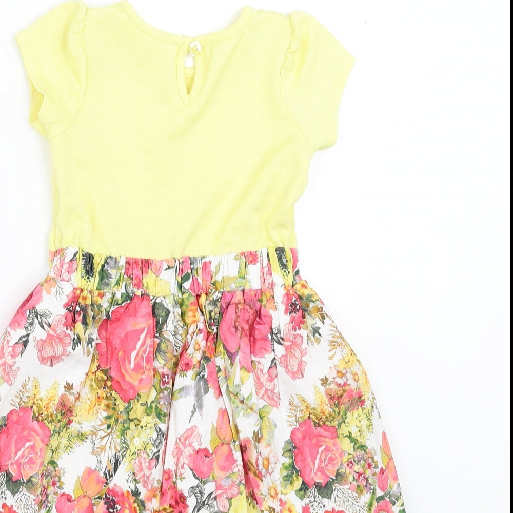 Nutmeg Girls Yellow Floral  Fit & Flare  Size 12-18 Months