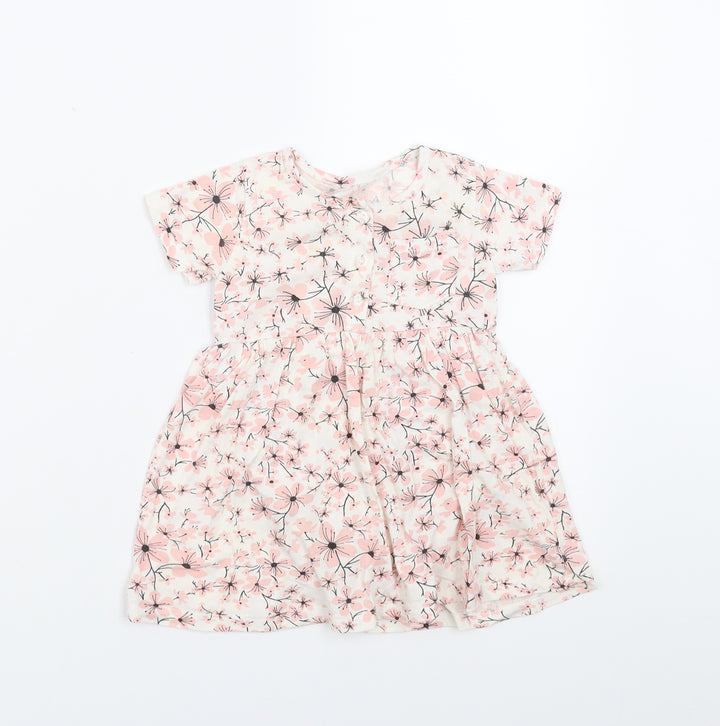Preworn Girls Pink Floral  T-Shirt Dress  Size 12 Months