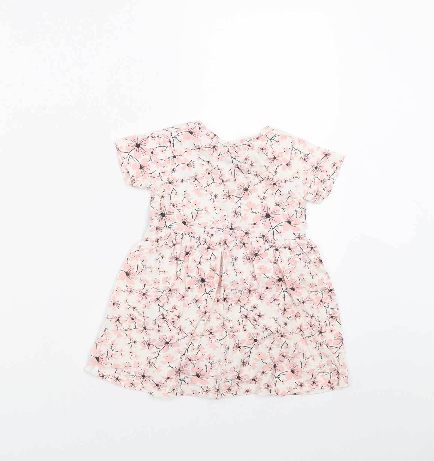 Preworn Girls Pink Floral  T-Shirt Dress  Size 12 Months