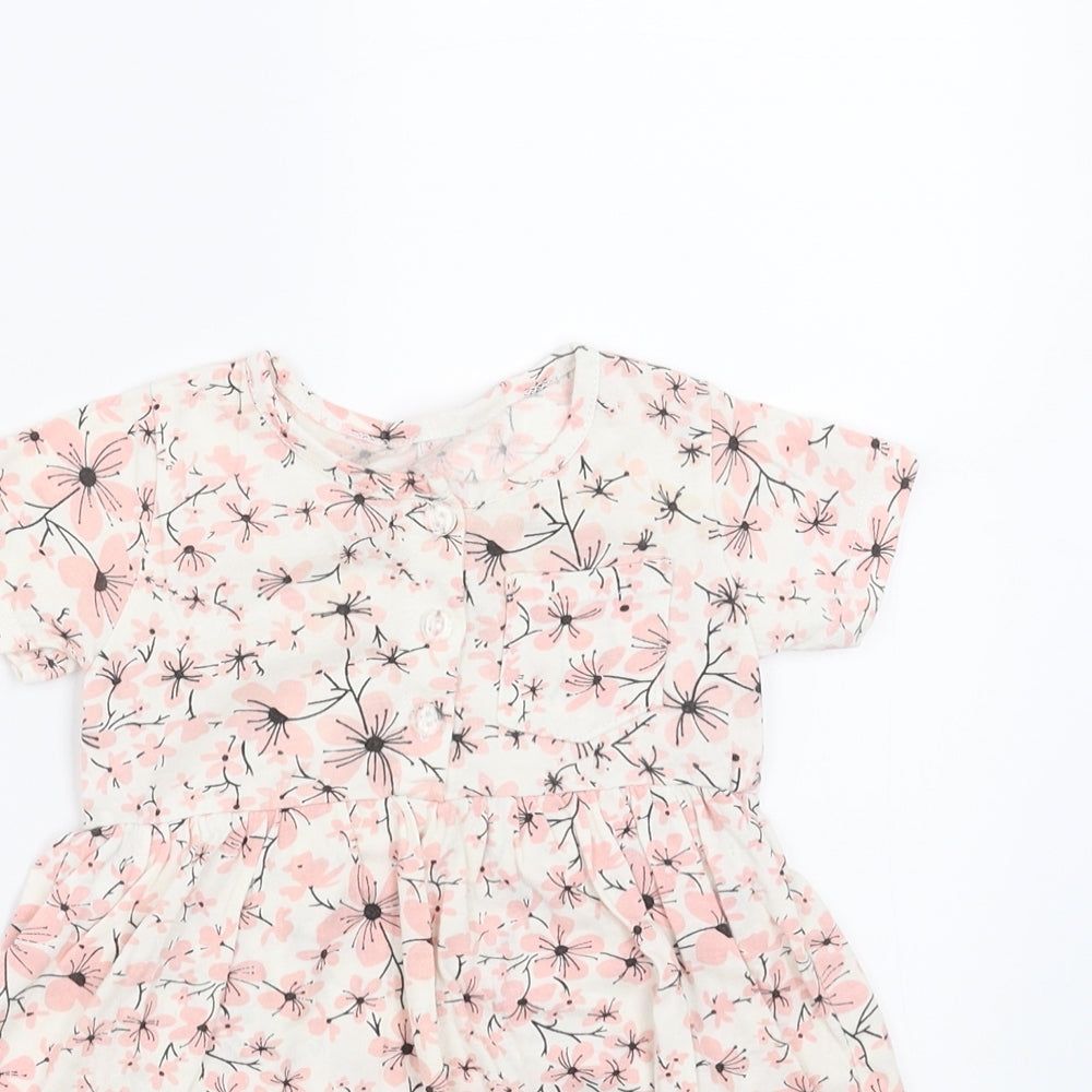 Preworn Girls Pink Floral  T-Shirt Dress  Size 12 Months