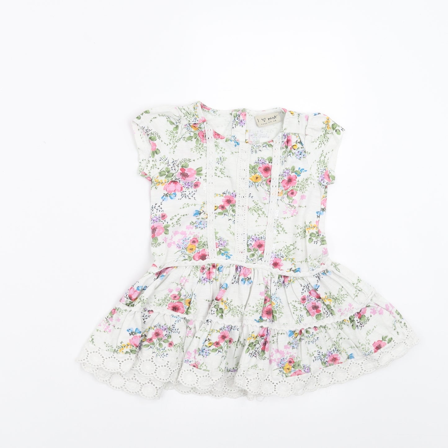 NEXT Girls White Floral  Fit & Flare  Size 12-18 Months