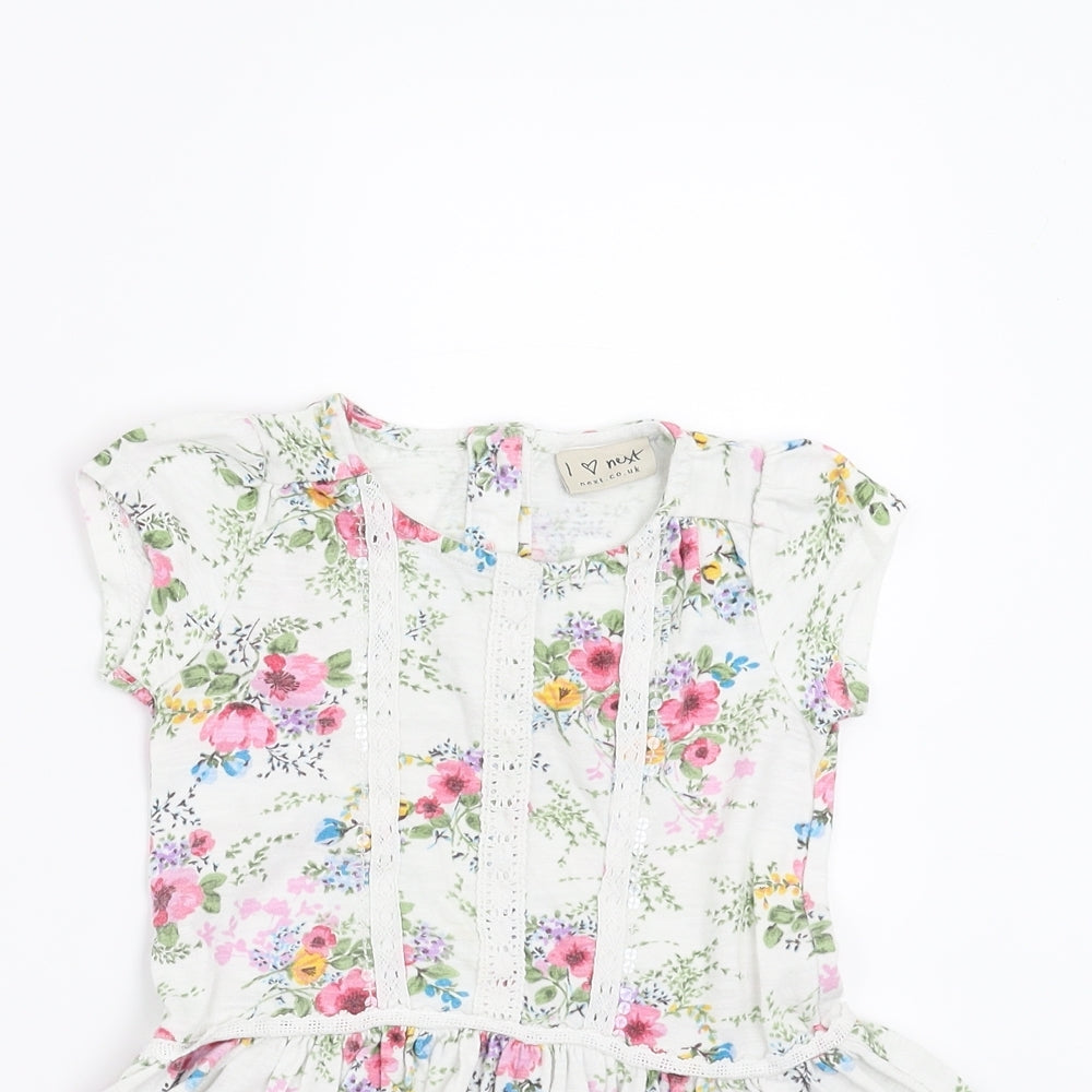 NEXT Girls White Floral  Fit & Flare  Size 12-18 Months