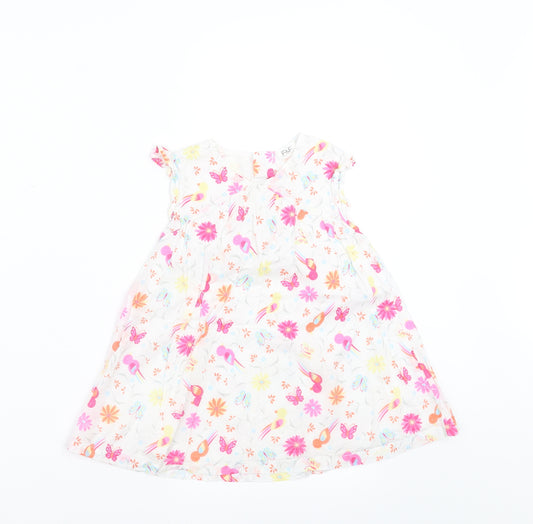 Front view of F&F girls’ pink floral shift, size 12-18, months