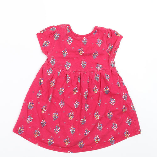 Mini Club Girls Pink Floral  T-Shirt Dress  Size 12-18 Months