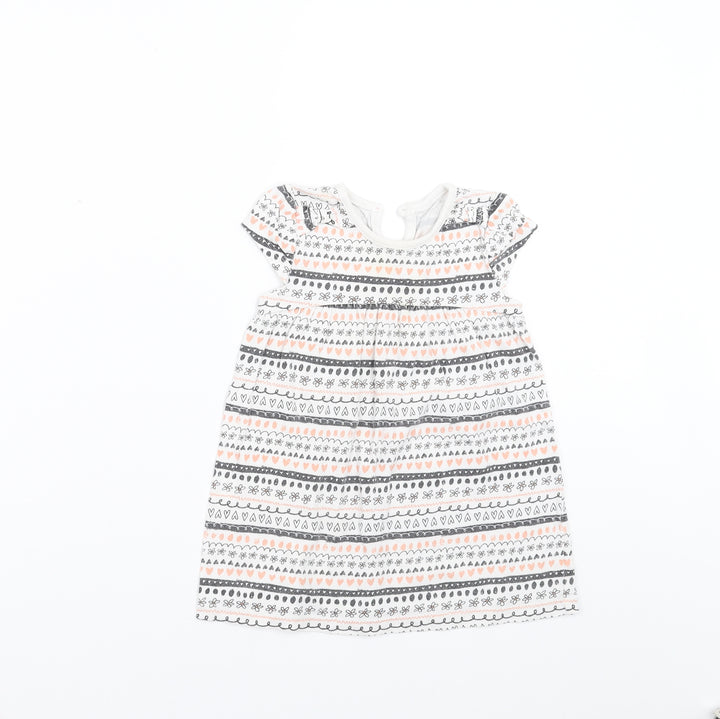 George Girls White Geometric  T-Shirt Dress  Size 12-18 Months