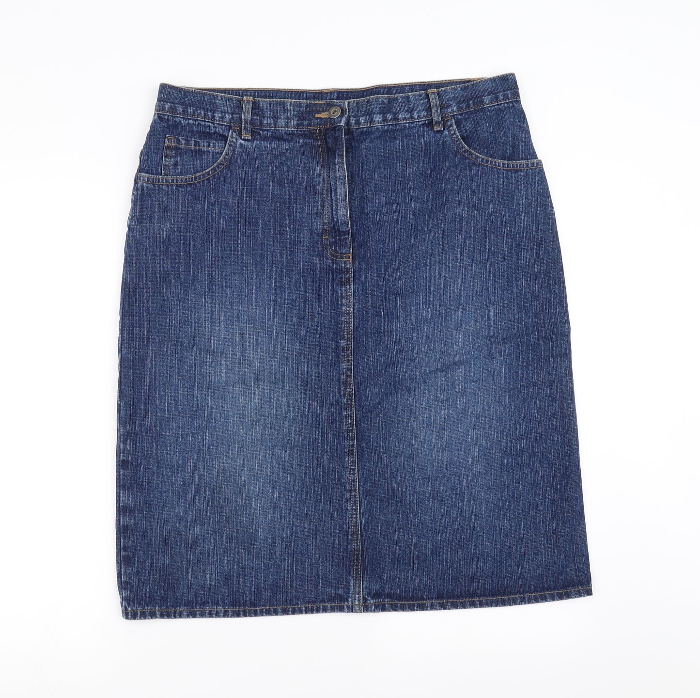 Marks and Spencer Womens Blue  Denim Straight & Pencil Skirt Size 16
