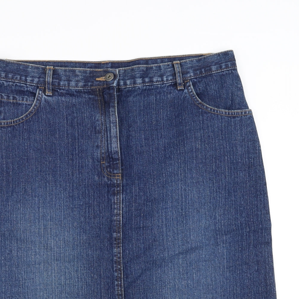 Marks and Spencer Womens Blue  Denim Straight & Pencil Skirt Size 16