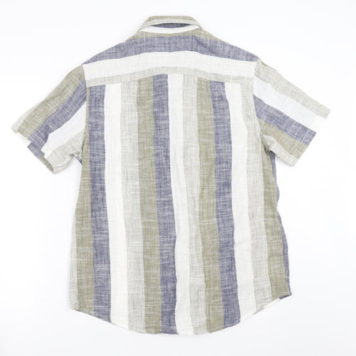 Sainsburys Mens Green Striped   Button-Up Size M