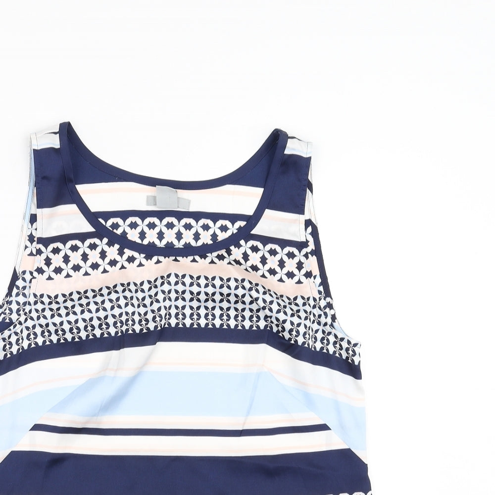 H&M Womens Blue Geometric  Basic Blouse Size 8