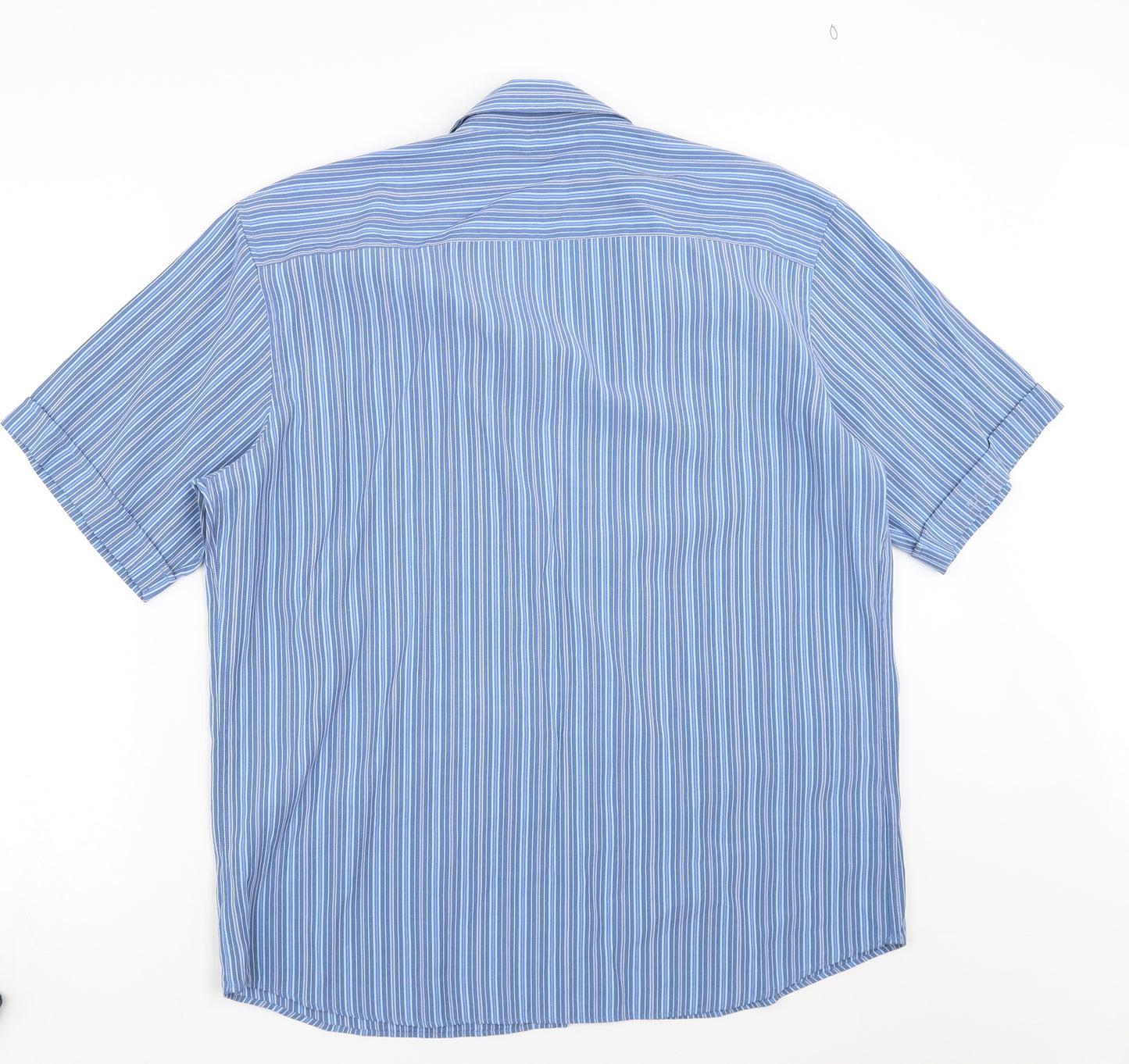 Marks and Spencer Mens Blue Striped   Button-Up Size L  - easy care